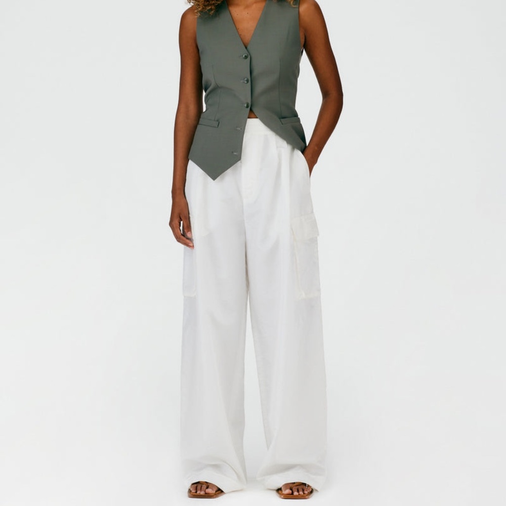 Tibi stella crispy nylon cargo pant white size 0